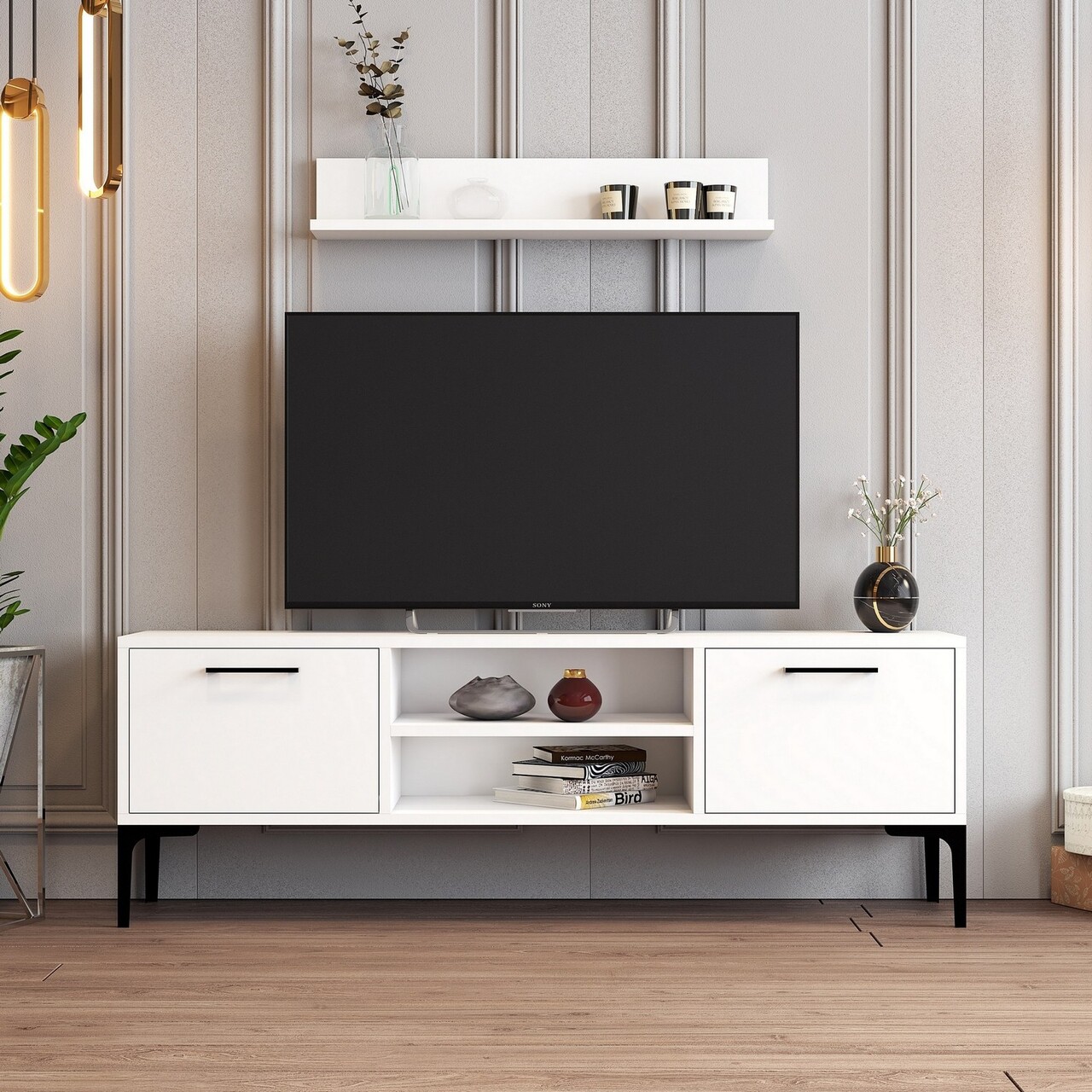 Comoda TV, Hanah Home, Riga, 140x48x30 cm, Alb - imagine 5
